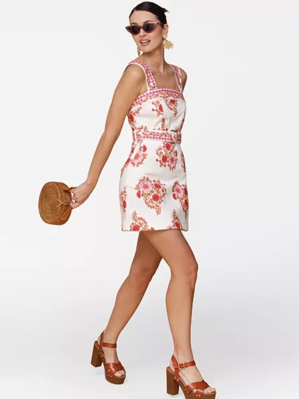 Avec Les filles Floral Strapless Pink Summer Dress mini cherry fit flare 12 - Picture 5 of 5